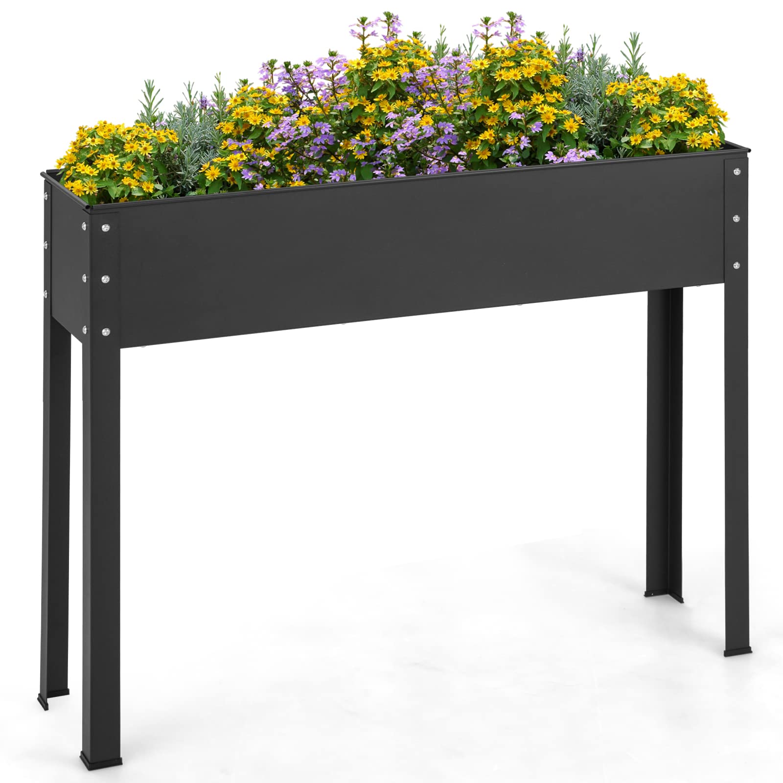 Giantex Raised Garden Bed, Metal Planter Box with Legs, Drain Hole, Outdoor Indoor Elevated Garden Box