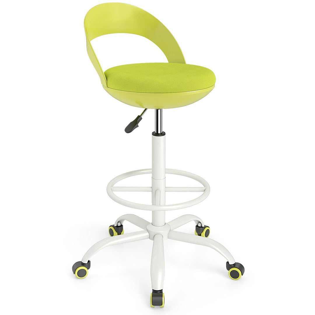 Giantex Drafting Chair with Back Ergonomic Rolling Stool with Footrest