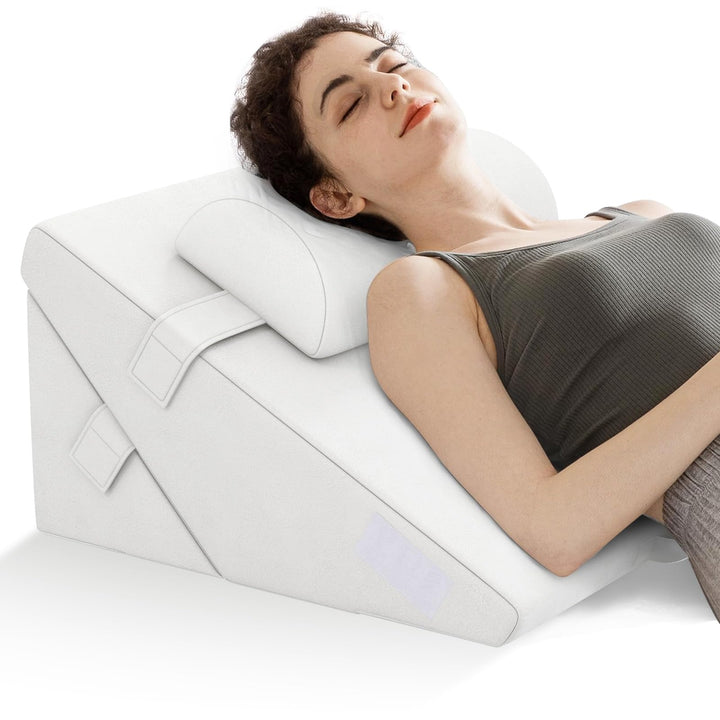 Giantex Bed Wedge Pillow for Sleeping, 12 Inch Adjustable Triangle Pillow with Air Memory Foam