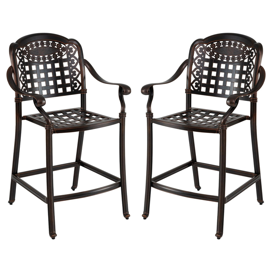 Giantex Outdoor Bar Stools Set of 2/4 Cast Aluminum