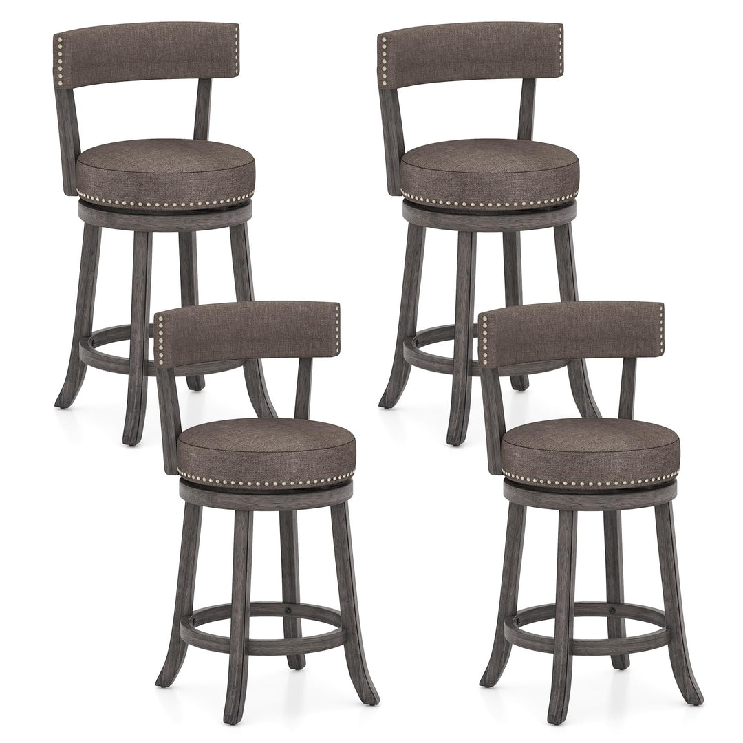 Giantex 26" Bar Stools Set, Swivel Counter Height Bar Chairs with Footrest, Rubber Wood Frame