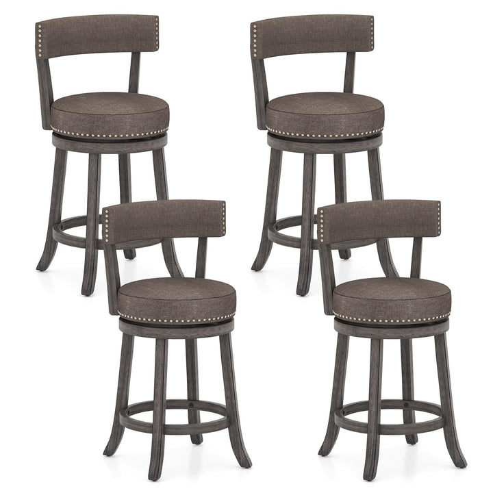 Giantex 26" Bar Stools Set, Swivel Counter Height Bar Chairs with Footrest, Rubber Wood Frame