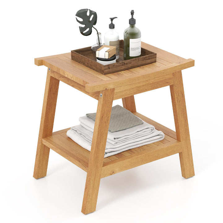 Giantex Teak Shower Bench with Shelf