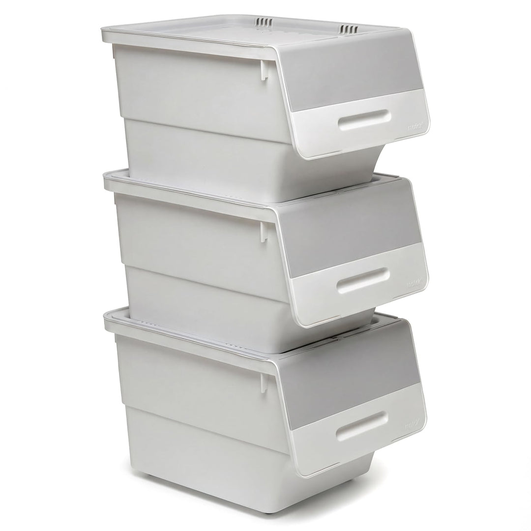 Giantex Plastic Stackable Storage Bins with Lids & Wheels