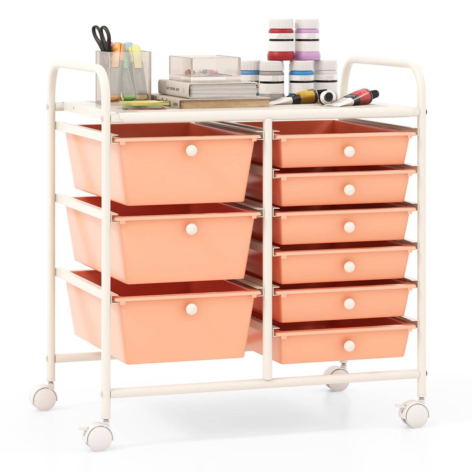 Giantex 9 Drawers Rolling Cart, Classroom Organizers, Storage Cart with Wheels