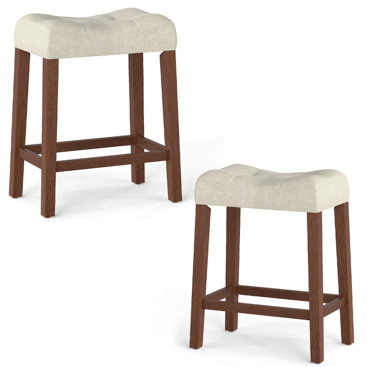Giantex 24" Bar Stools Set of 2/4, Upholstered Counter Height Saddle Bar Stools