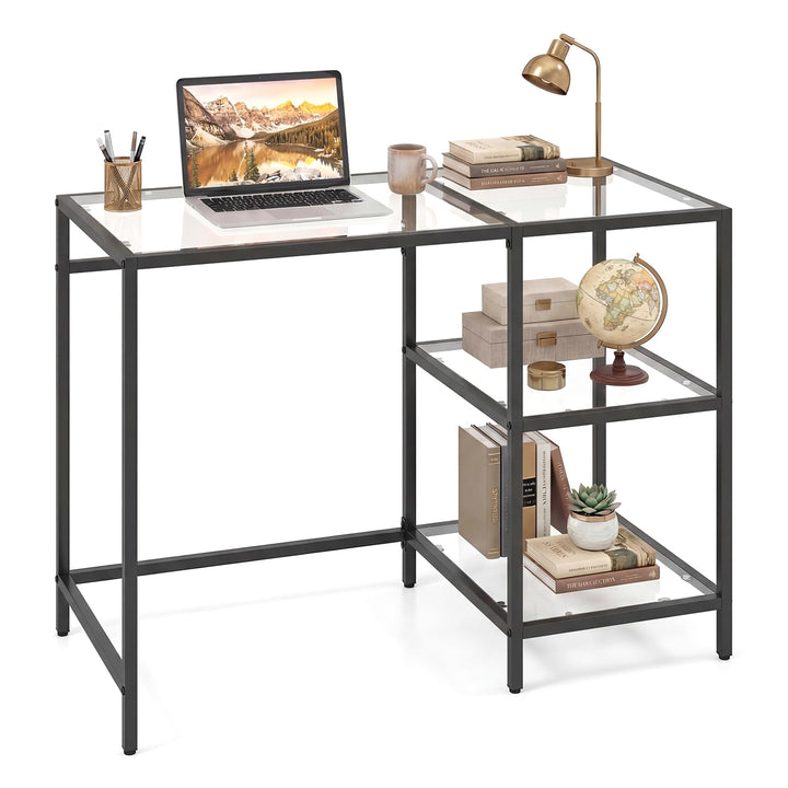 Giantex 42 Inch Home Office Desk with Tempered Glass