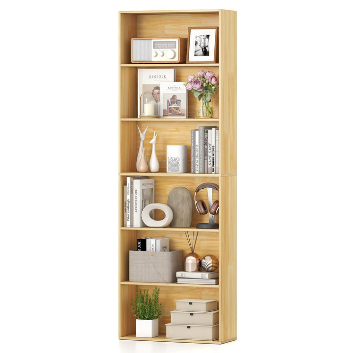 Giantex 6-Tier Bookcase, 70" Tall Wooden Bookshelf, Freestanding Storage Organizer w/Open Shelves