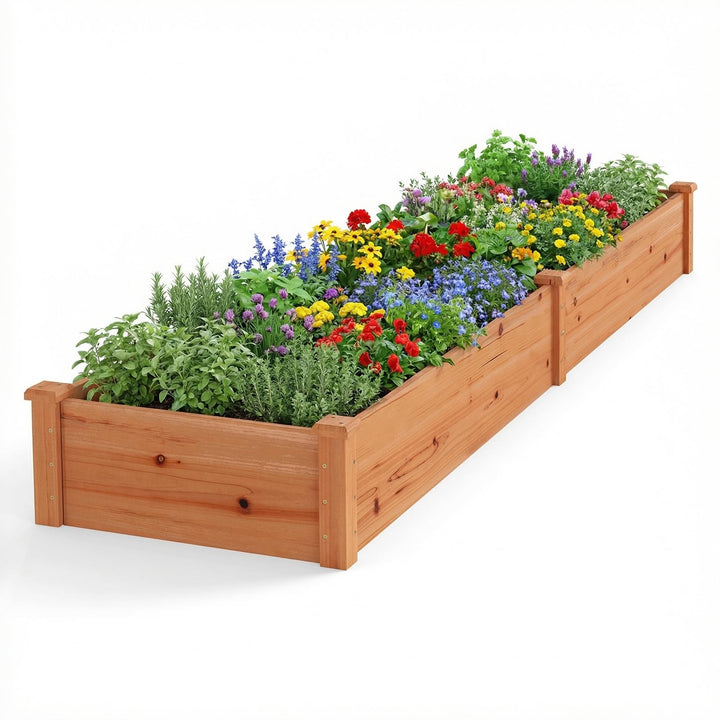 GIANTEX 95" Wooden Raised Garden Bed Rectangular Planter Box
