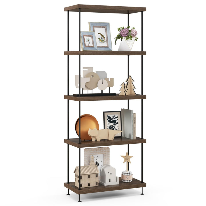 Giantex 3-Tier Open-Back Bookshelf, Freestanding Display Rack, Metal Frame Storage Shelf