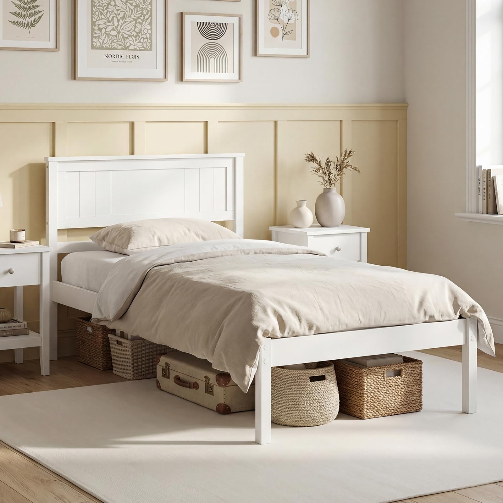 Giantex Wood Full Platform Bed with Headboard – Giantexus