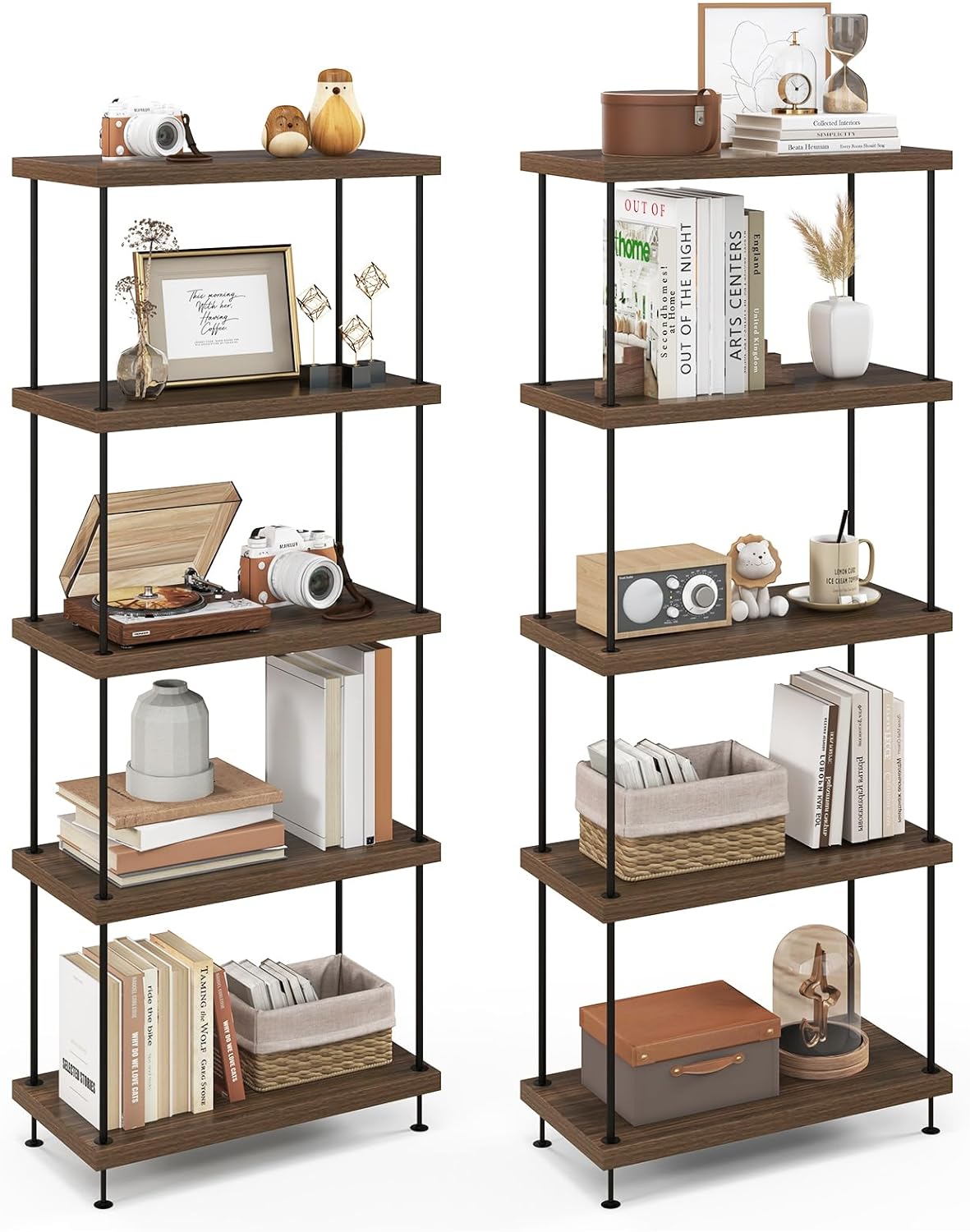 Giantex 3-Tier Open-Back Bookshelf, Freestanding Display Rack, Metal Frame Storage Shelf