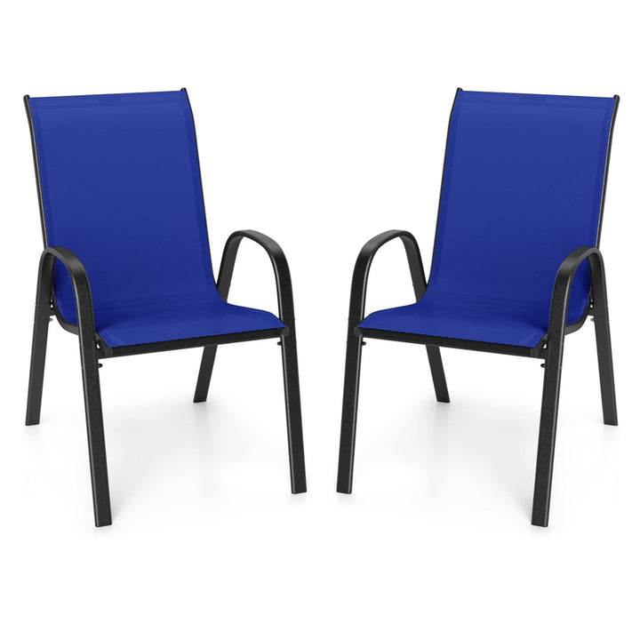 Giantex Stackable Outdoor Dining Chairs with Breathable &amp; Quick-Dry Fabric &amp; Armrests for All Weather
