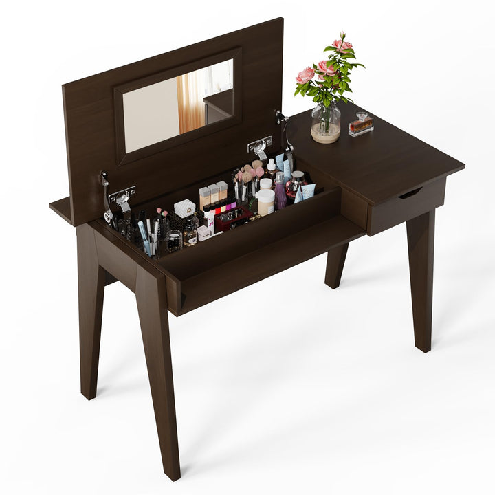 CHARMAID Vanity Table with Flip Top Mirror, 48'' Home Office Computer Desk