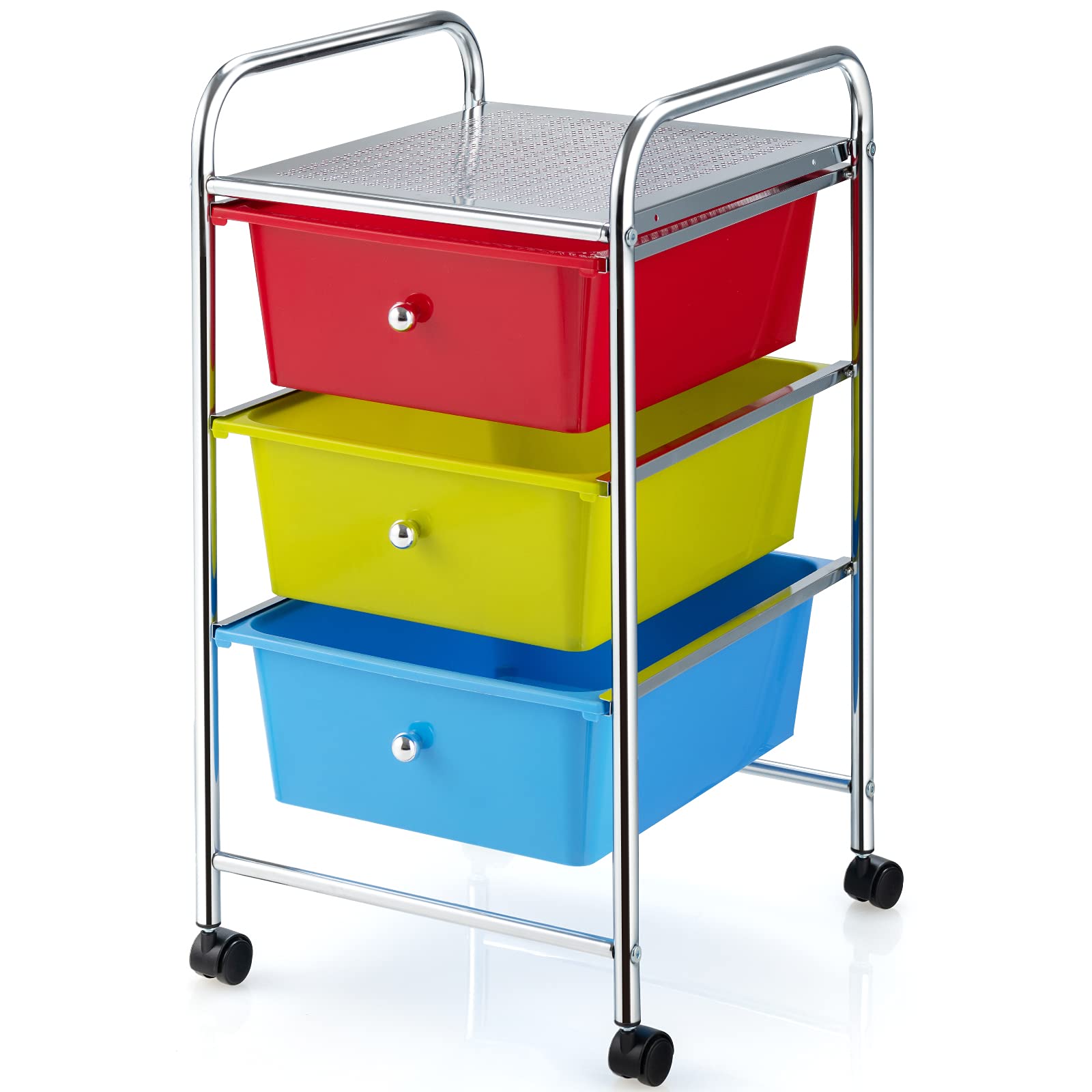 Giantex Rolling Cart with Drawers, Craft Organizer with Wheels, 3 Drawer Storage Container Bins