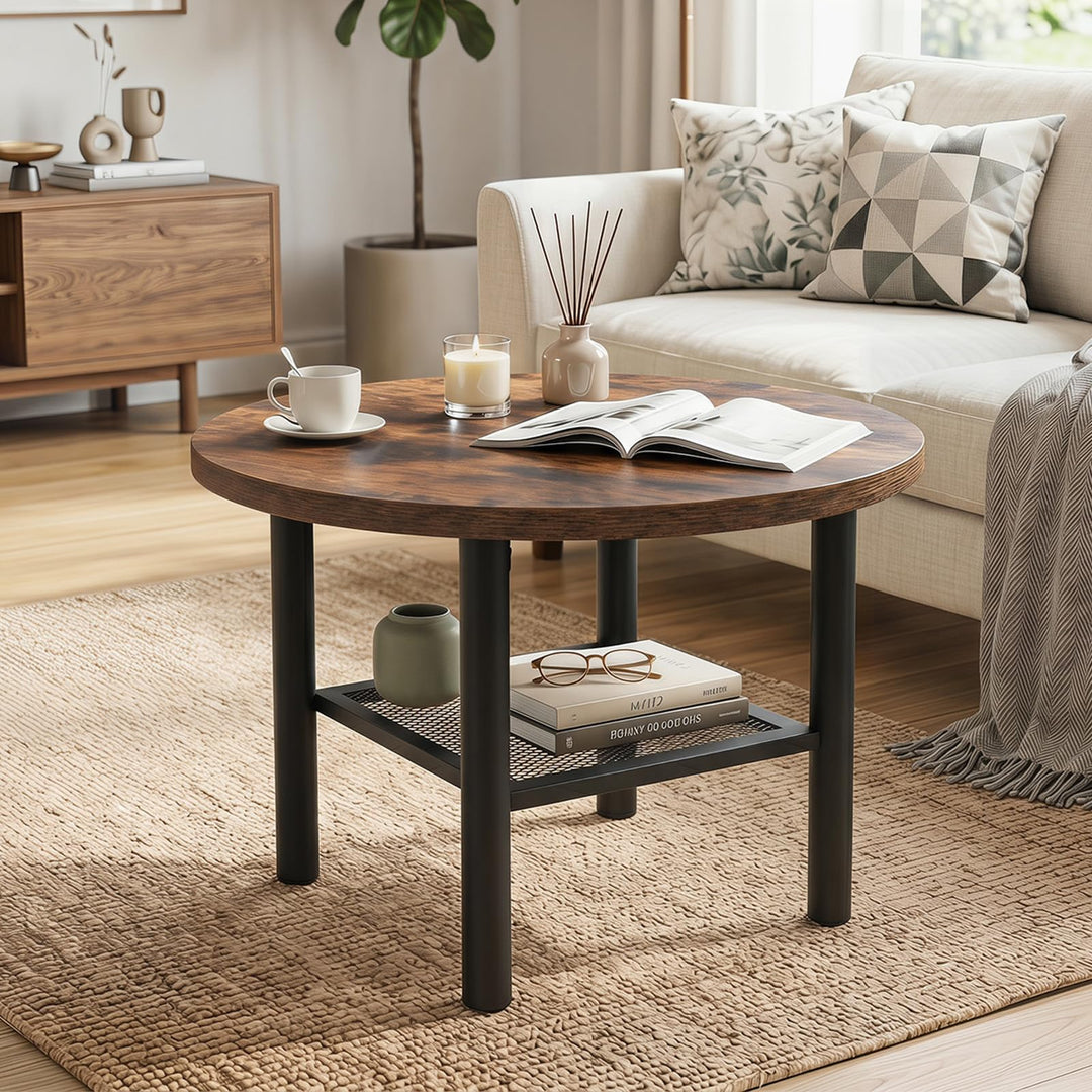 GIANTEX 24" Small Round Coffee Table with Storage