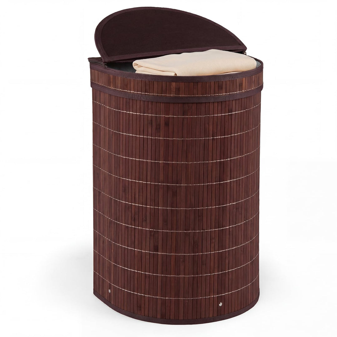 Giantex 16 Gal Bamboo Laundry Hamper with Zippered Lid