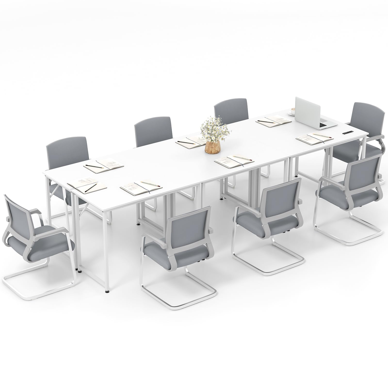 Giantex 6.5 FT Small Conference Table, 2 PCS 40" x 19.5" Rectangular Meeting Table with Heavy-Duty Metal Frame