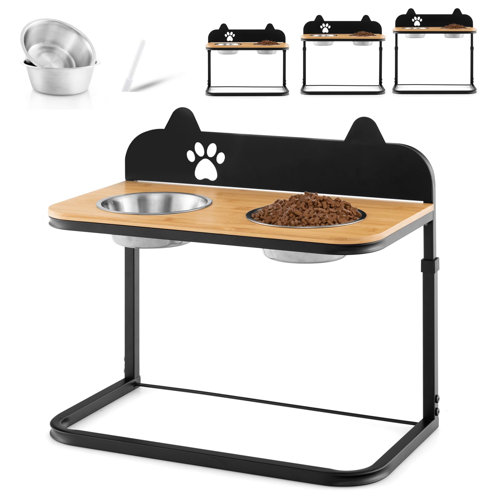 Giantex Elevated Dog Bowls Stand - Raised Pets Cats Feeding Station