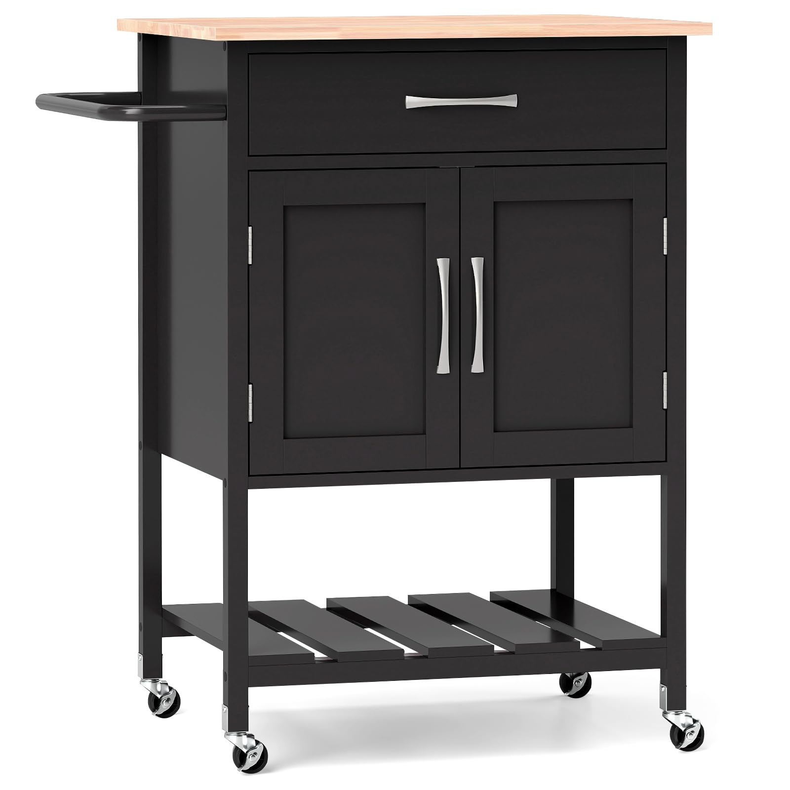 Giantex Rolling Kitchen Island Cart, Mobile Serving Cart with Drawer, 2-Door Storage Cabinet, Storage Shelf