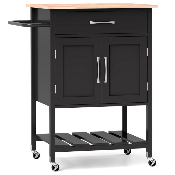 Giantex Rolling Kitchen Island Cart, Mobile Serving Cart with Drawer, 2-Door Storage Cabinet, Storage Shelf