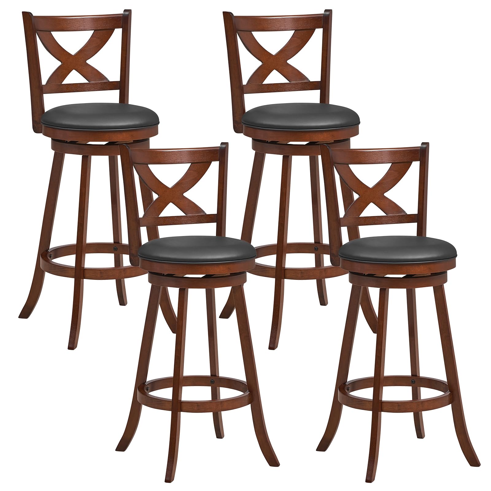 Giantex Swivel Bar Stools Set of 2, Farmhouse Wooden Barstools with Back