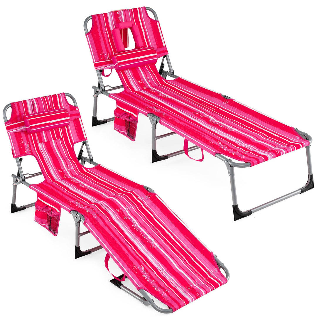 Giantex Tanning Chair with Face Arm Holes Folding Chair