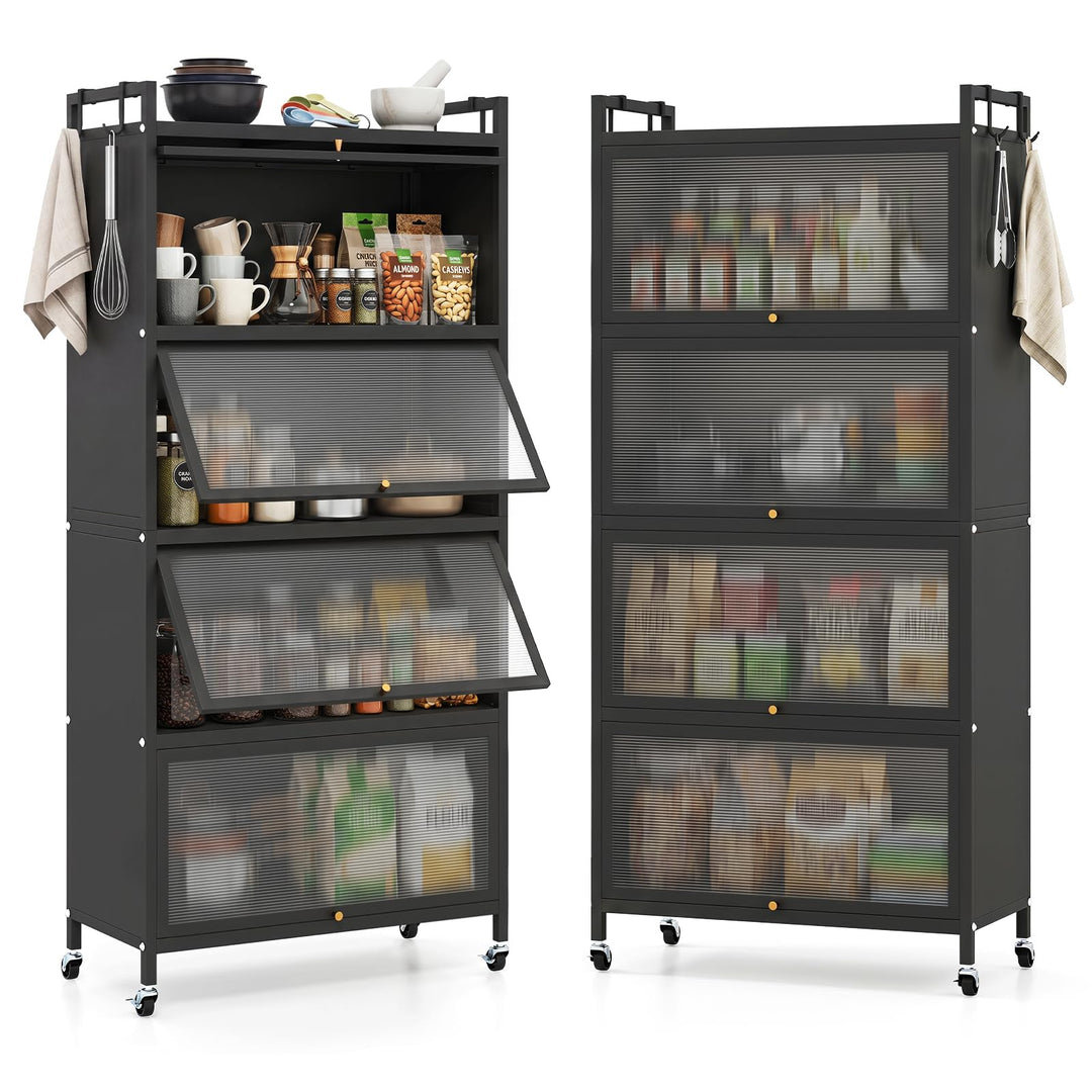 Giantex 5-Tier Kitchen Storage Cabinet, Freestanding Metal Baker&