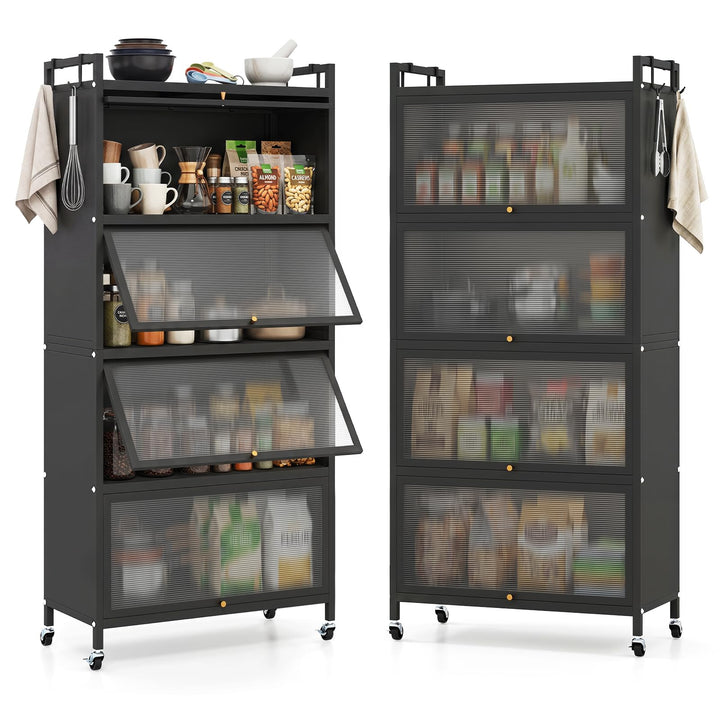 Giantex 5-Tier Kitchen Storage Cabinet, Freestanding Metal Baker&