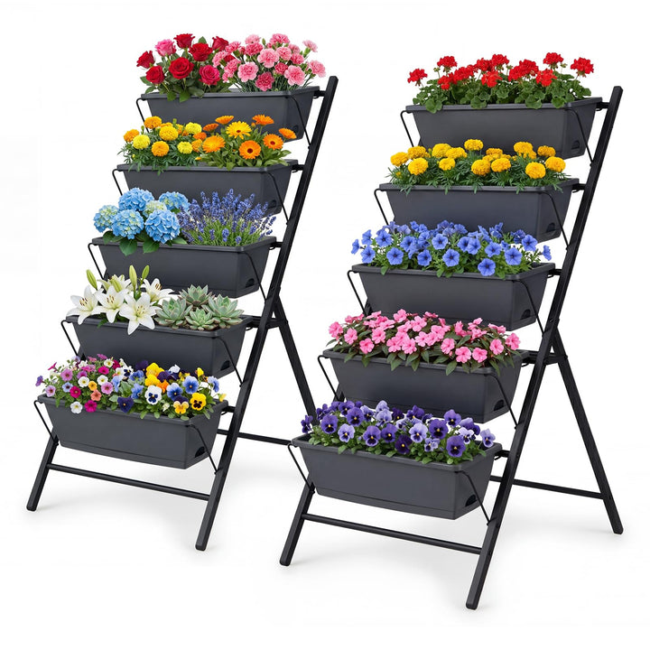 Giantex 5-Tier Vertical Garden Planter Set 1/2 Raised Garden Bed w/Drainage