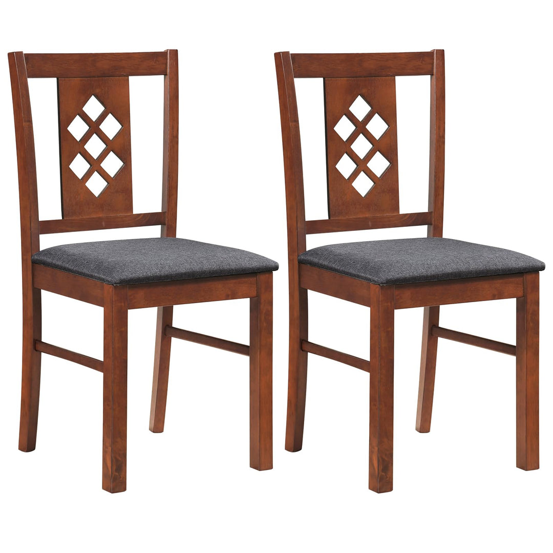 Giantex Wooden Upholstered Kitchen Chair with Elegant Diamond Back (2/4)