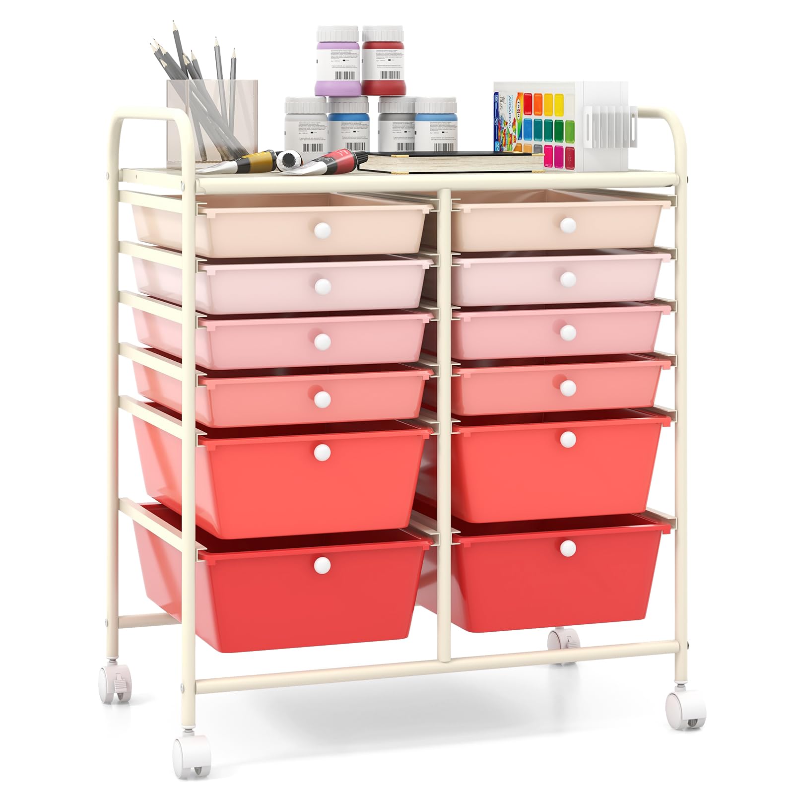 Giantex 12 Drawer Rolling Storage Cart Tools Scrapbook Paper Office School Organizer