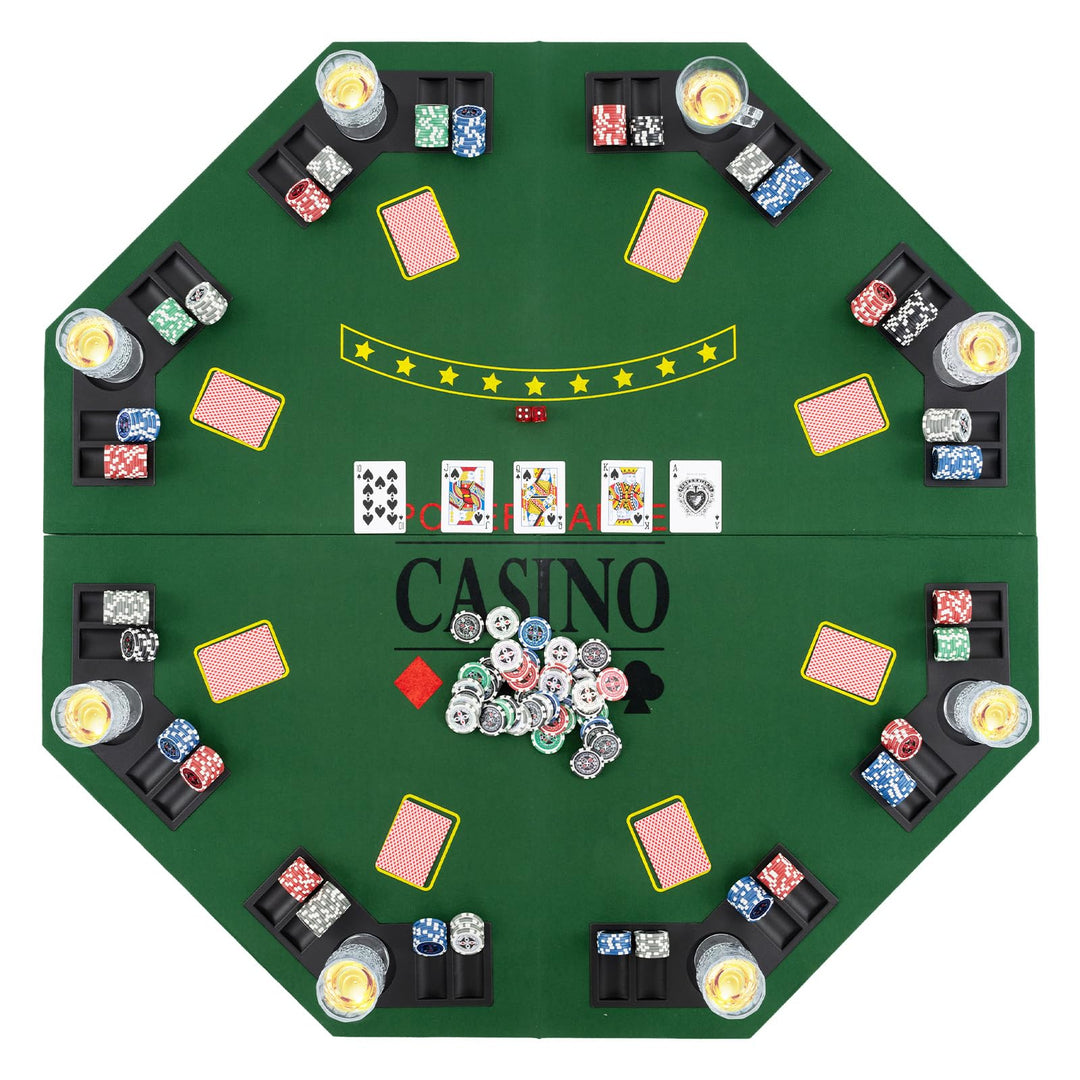 Giantex 48" Poker Table Top, 8 Player Foldable Texas Holdem Poker Mat Layout w/Carrying Bag