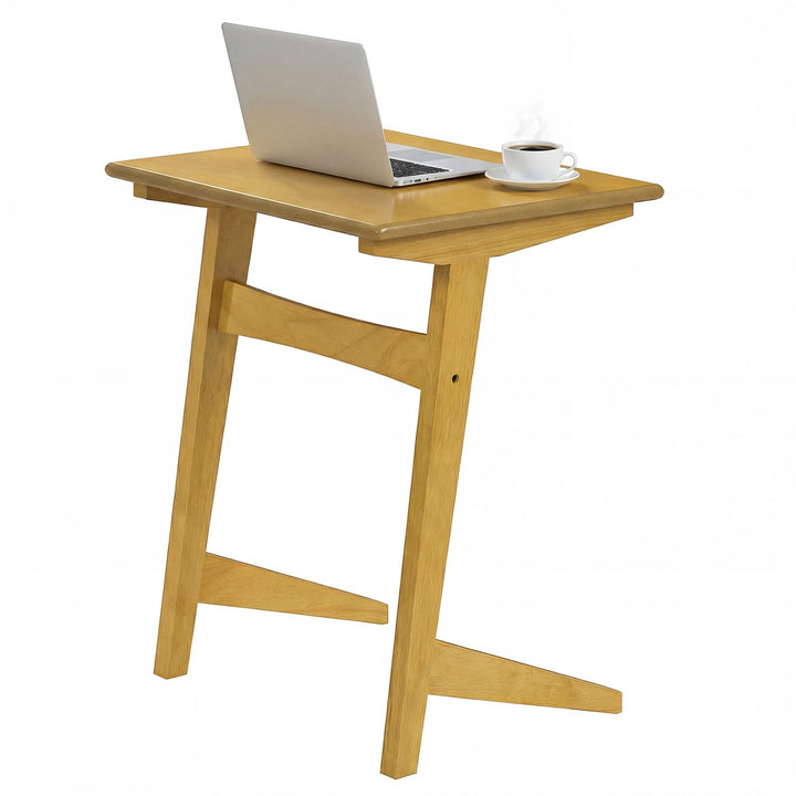 Giantex C-Shaped Wooden End Table w/Solid Rubber Wood Frame