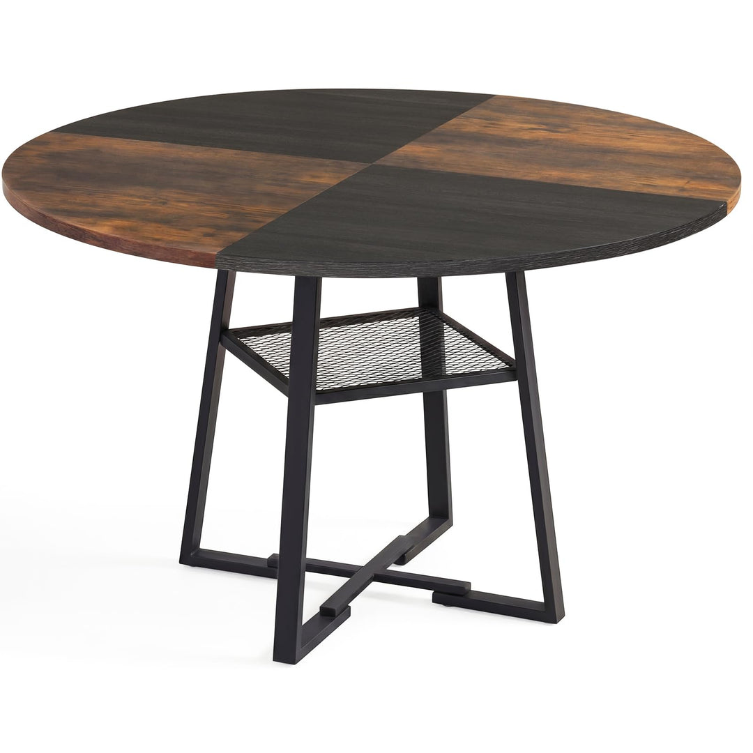 Giantex Round Dining Table for 4-6 | 47.5" Circle Kitchen Table with Storage Shelf