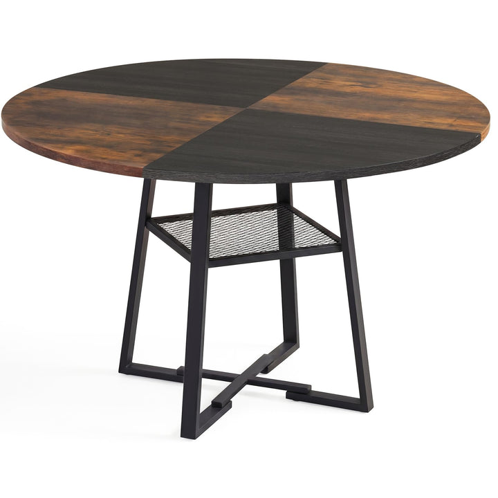 Giantex Round Dining Table for 4-6 | 47.5" Circle Kitchen Table with Storage Shelf