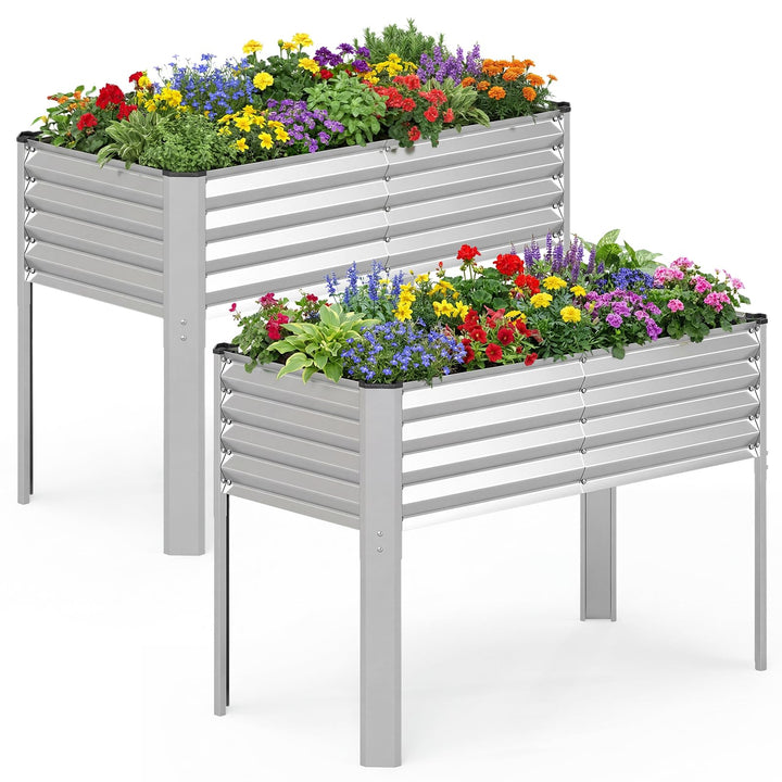 Giantex Galvanized Raised Garden Bed with Legs Set 1/2 46"x24"x31" Metal Elevated Planter Box