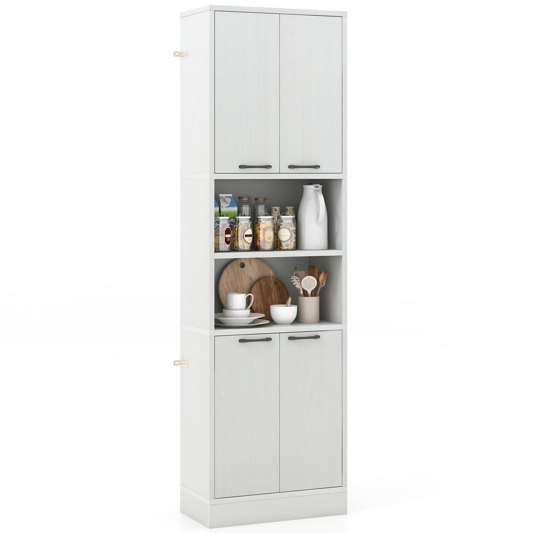 Giantex Kitchen Pantry Cabinet, 75” Tall Freestanding Cupboard with Doors & Shelves