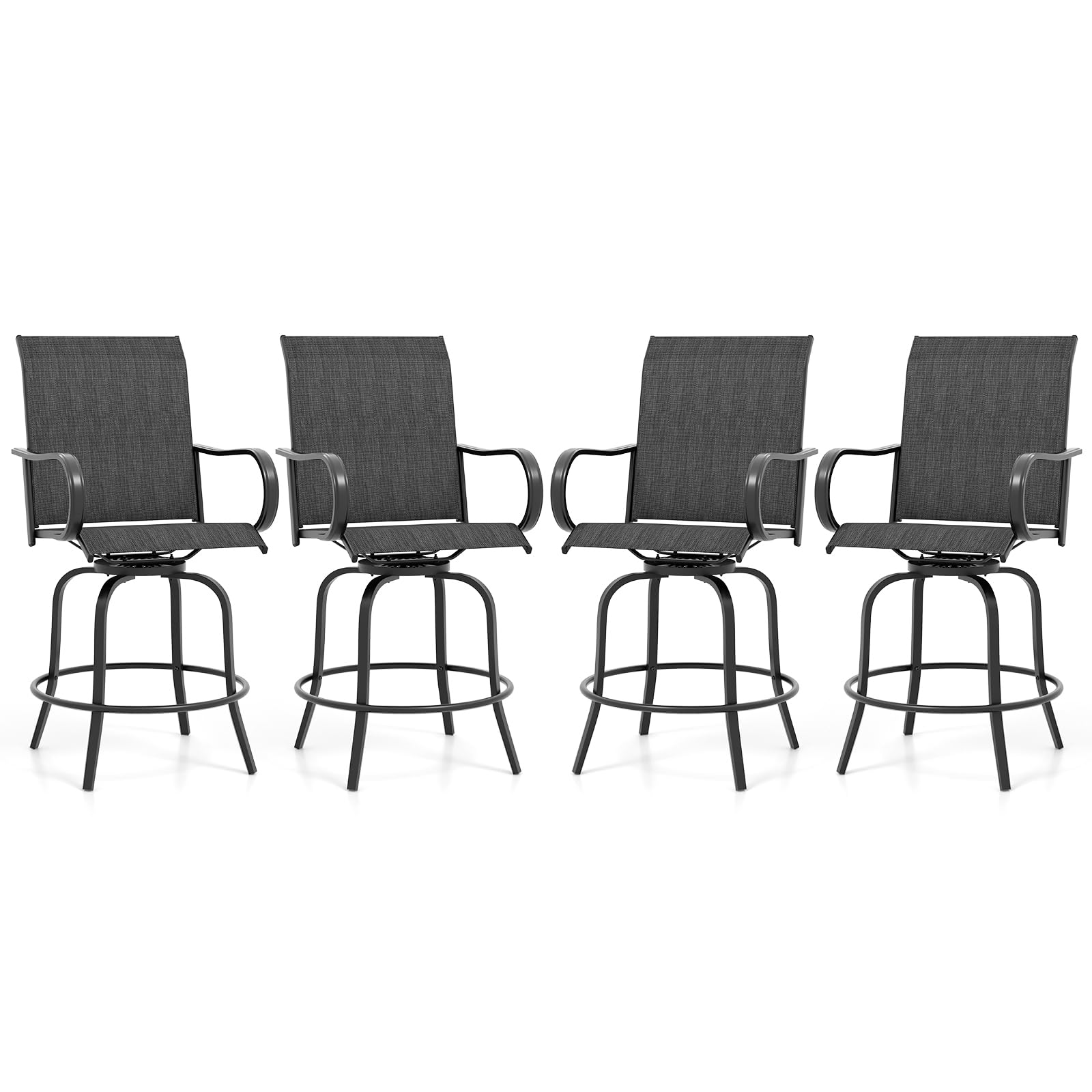 Giantex Swivel Outdoor Bar Stools, All-Weather Bar Height Patio Chairs