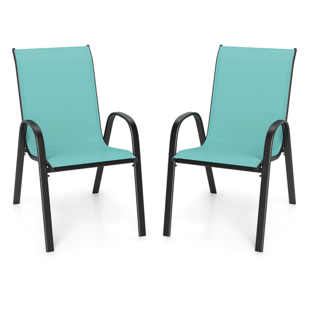 Giantex Stackable Outdoor Dining Chairs with Breathable &amp; Quick-Dry Fabric &amp; Armrests for All Weather