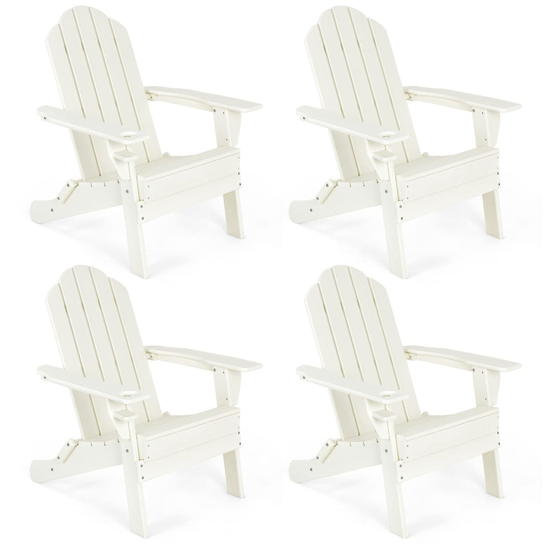 Adirondack Chair Outdoor Folding Chairs, Weather Resistant Patio Chair with Built-in Cup