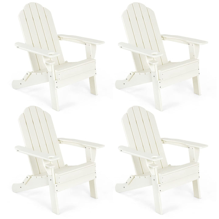 Adirondack Chair Outdoor Folding Chairs, Weather Resistant Patio Chair with Built-in Cup