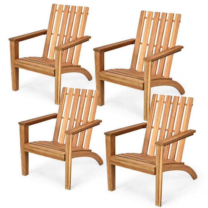 Giantex Wooden Adirondack Chair W/Ergonomic Design Outdoor Chair for Yard