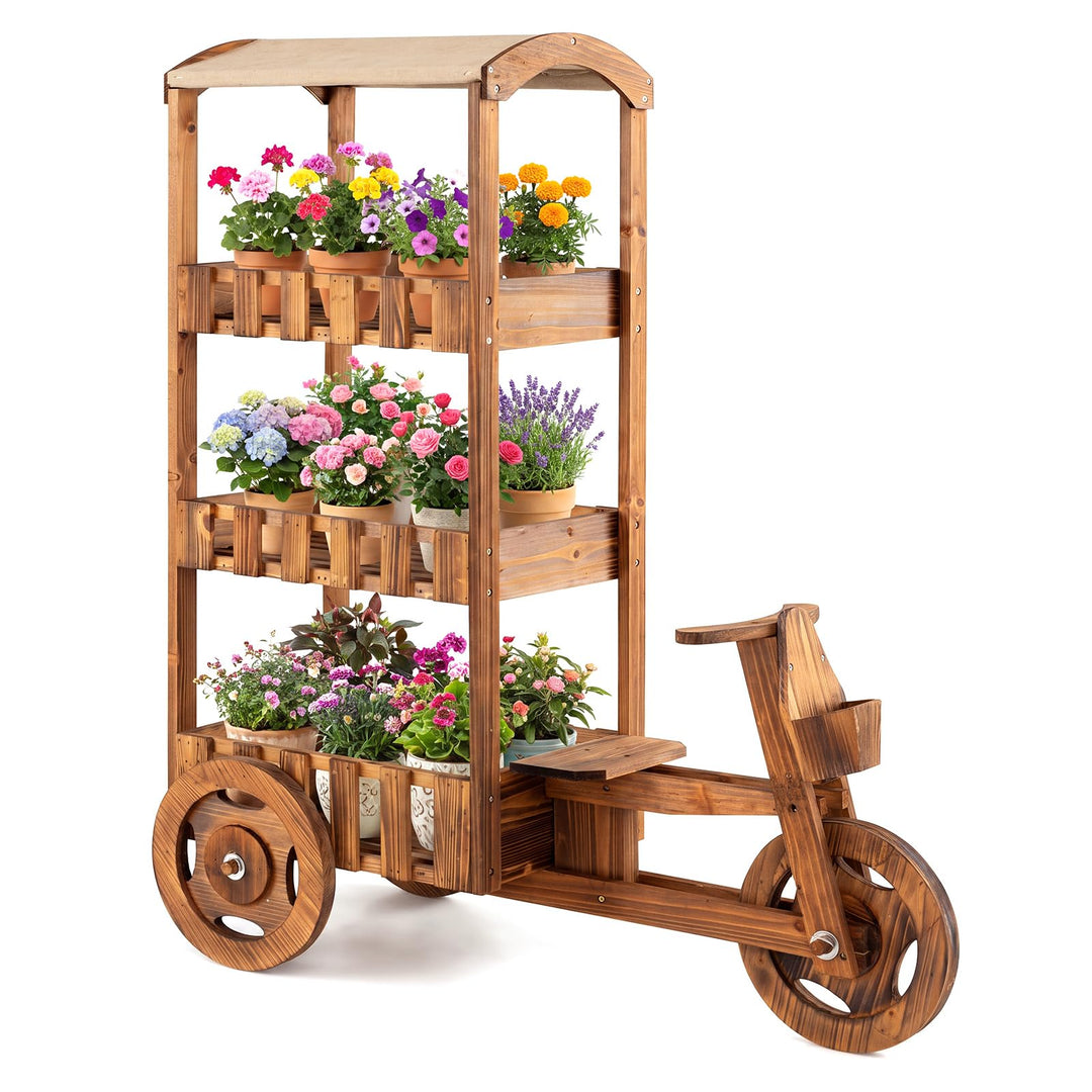 GIANTEX 3-Tier Tricycle Plant Stand with Canopy