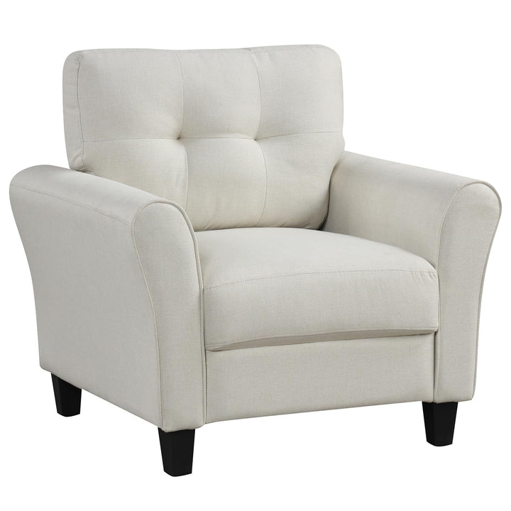 Giantex Modern Mid-Century Accent Chair - Linen Living Room Chair with Tufted Back, Grey