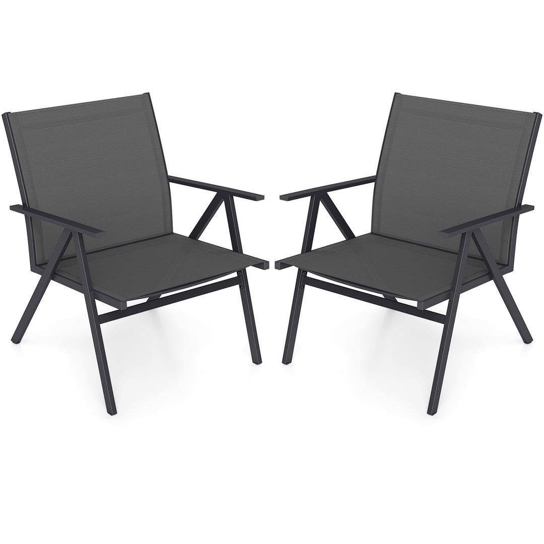 Giantex All Weather Outdoor Dining Chairs w/Sturdy Metal Frame & Breathable Seat Back