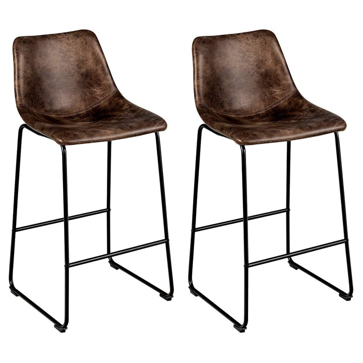 Vintage Faux Suede Bar Stools, with Metal Legs, Back and Footrest