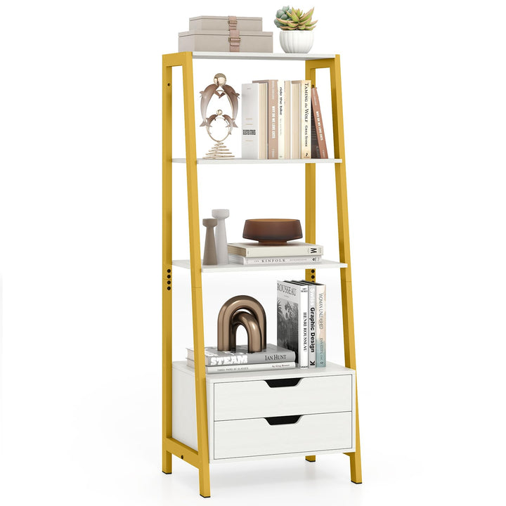 Giantex 4-Tier Bookshelf with 2 Drawers Set of 1/2