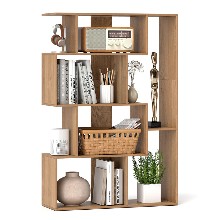 Giantex 6-Cube S-Shaped Bookshelf, 47" Open-Back Geometric Bookcase w/Anti-tip Kits