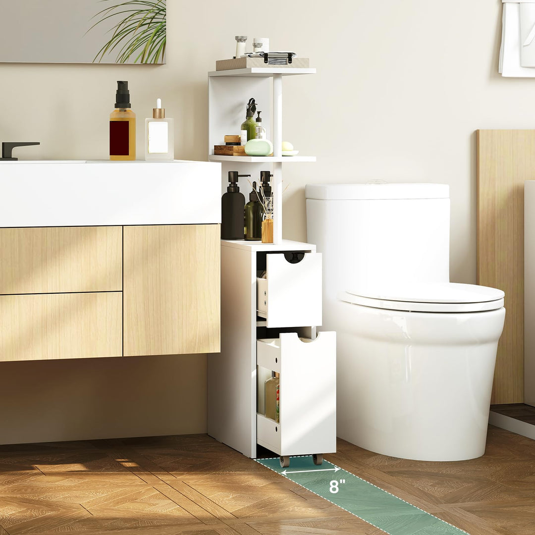 Giantex Slim Storage Cabinet Narrow Freestanding Bathroom Organizer